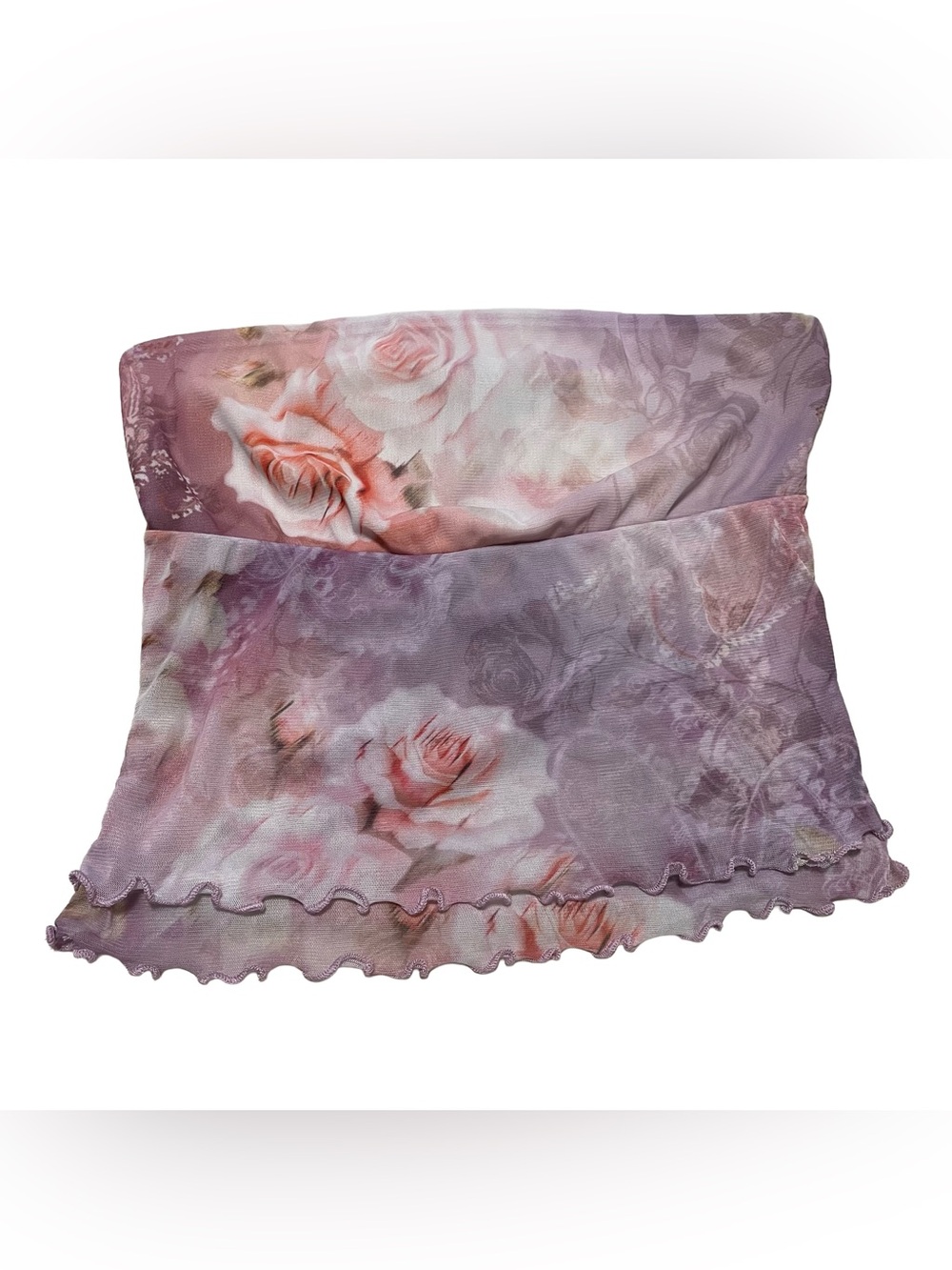 silence + noise fairy Pink and Lavender Floral Strapless Crop Top